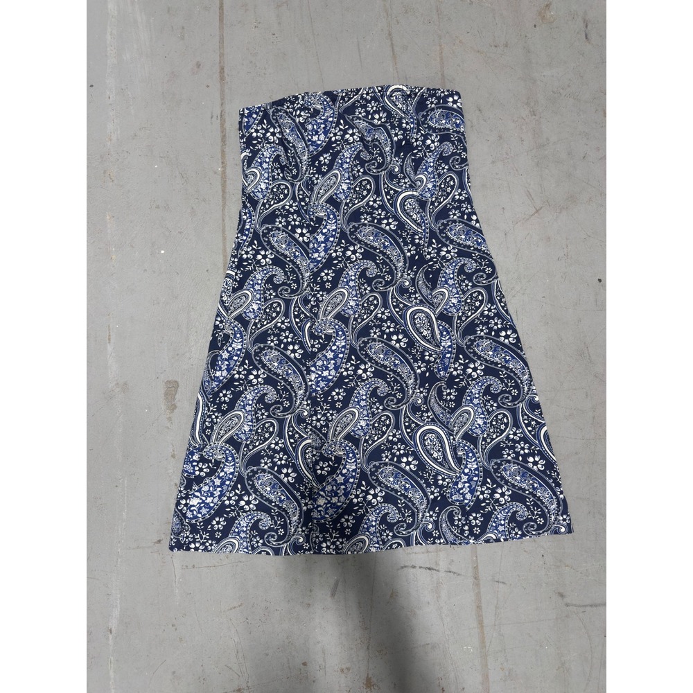 Tommy Hilfiger Navy White Paisley Strapless Mini Dress A-Line Size 4
